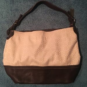 Tan and brown Coach purse